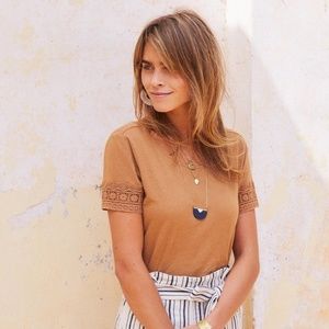 Sezane Levi T-shirt in Tabacco, Small